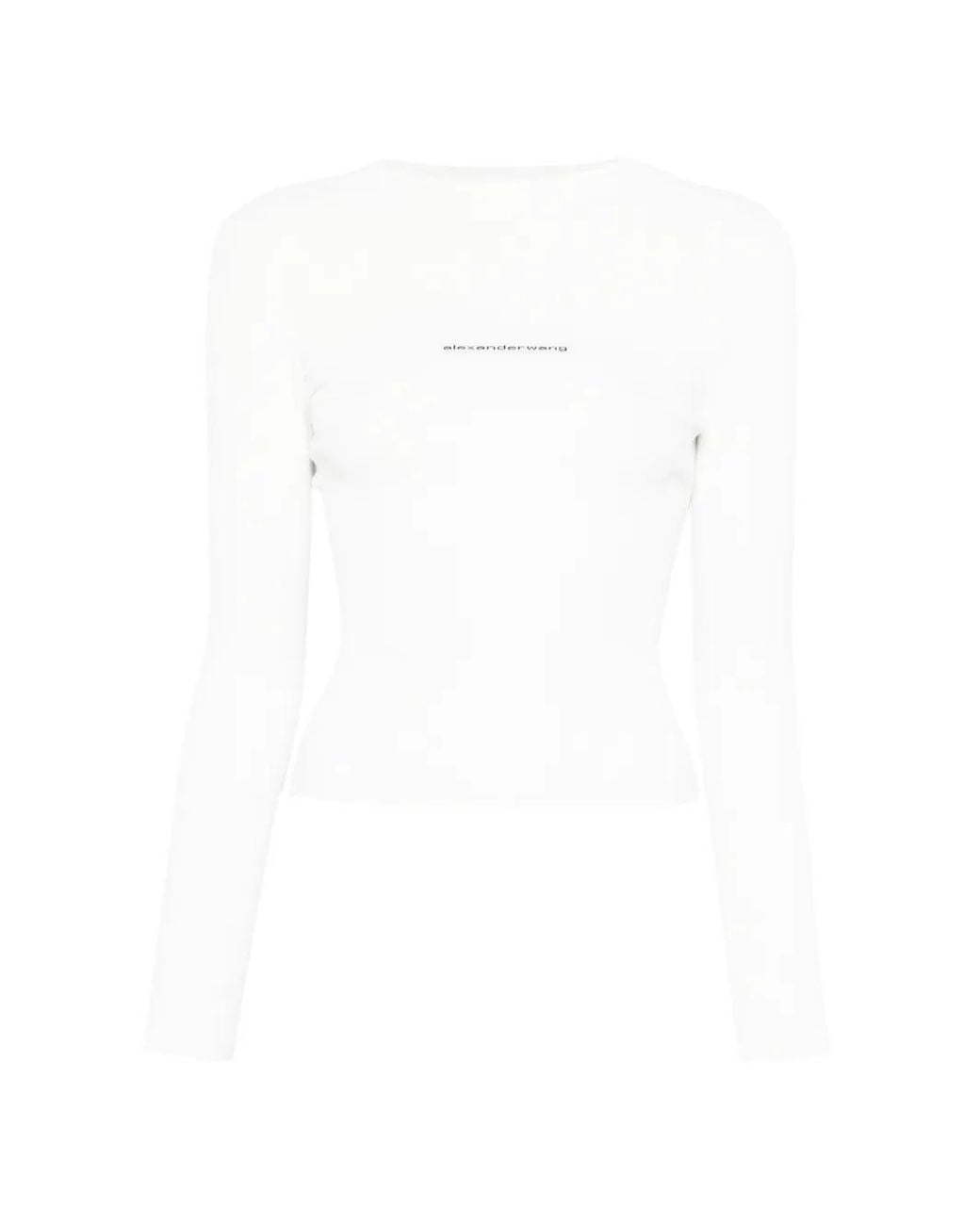 Alexander Wang White Knit Logo Long-Sleeve T-Shirt