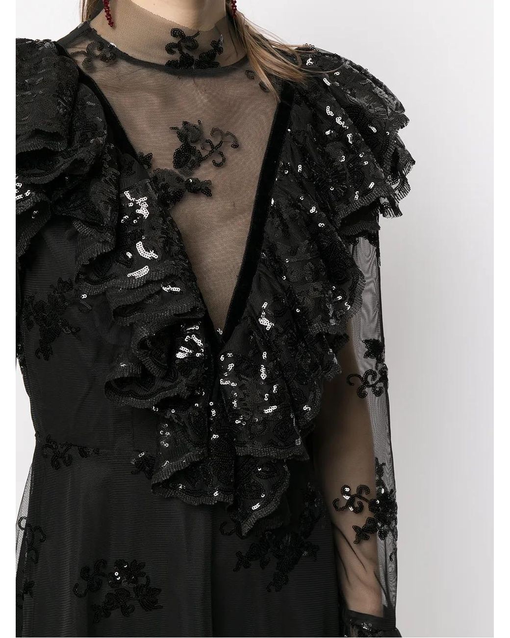 Vestido Con Panel Translúcido Macgraw de color Black
