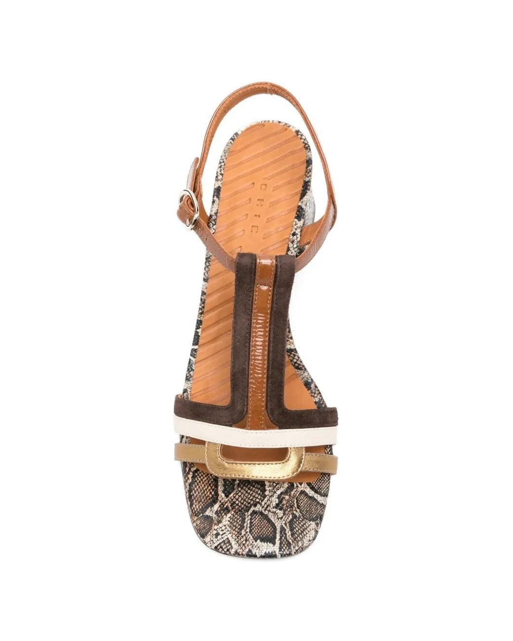 Chie Mihara Natural Liluce Snakeskin-Effect T-Bar Sandals
