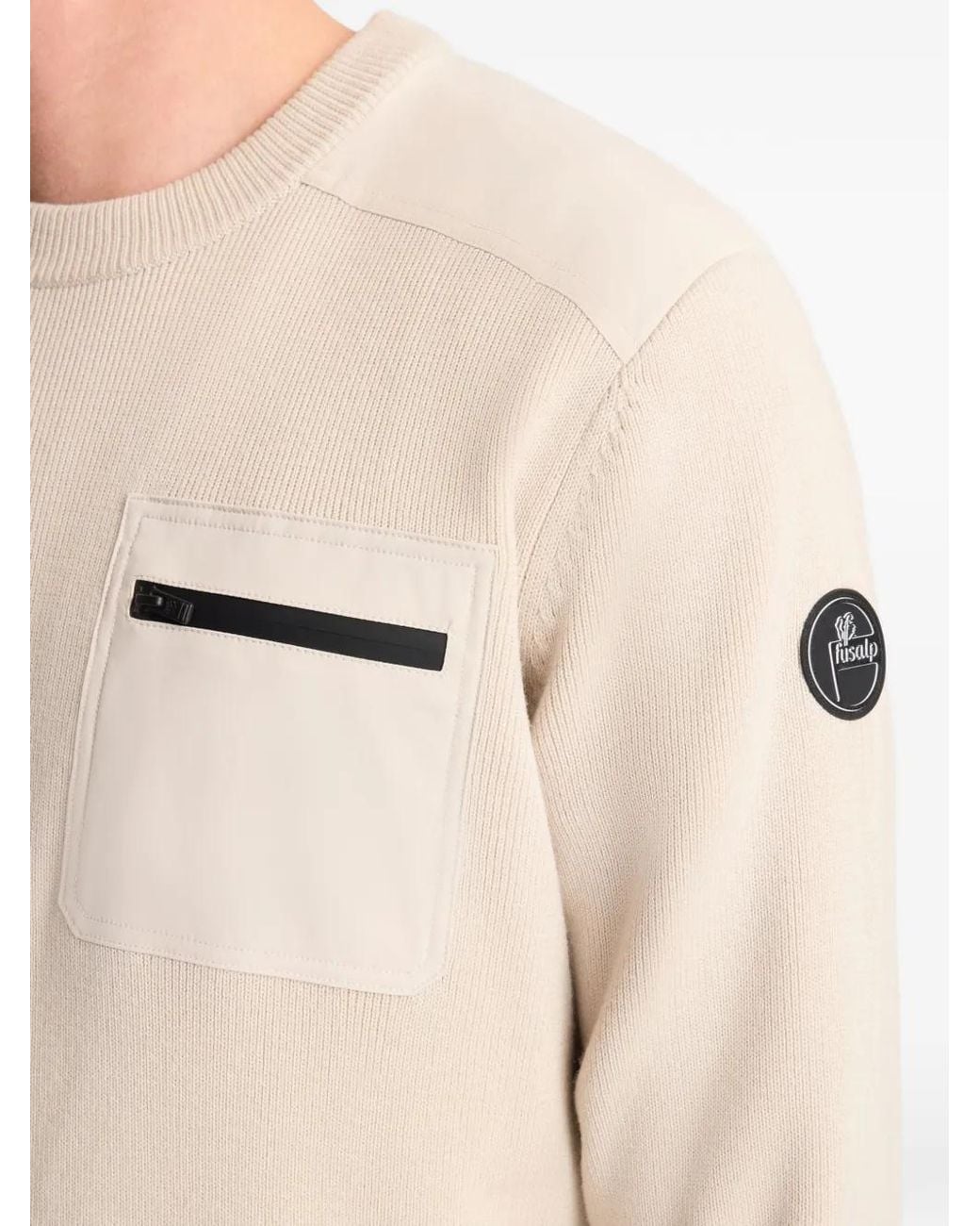 Fusalp White Tevan Chest-Pocket Wool Sweater for men