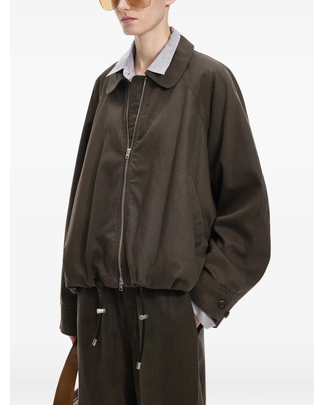 JNBY Brown Raglan-Sleeve Denim Jacket
