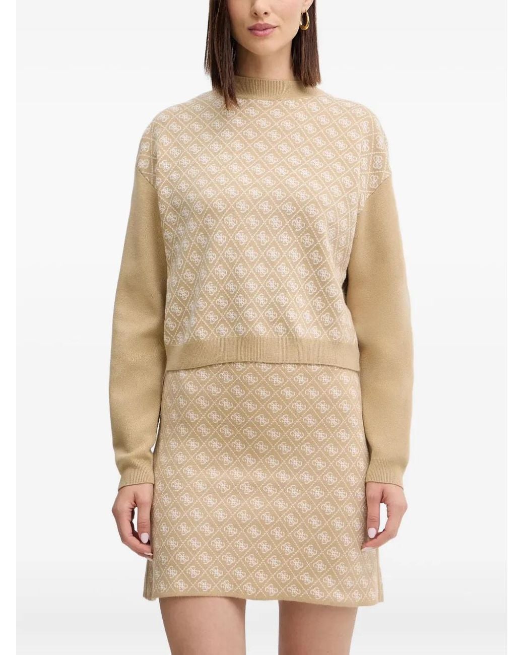 Guess Natural Patterned High-Neck Sweater