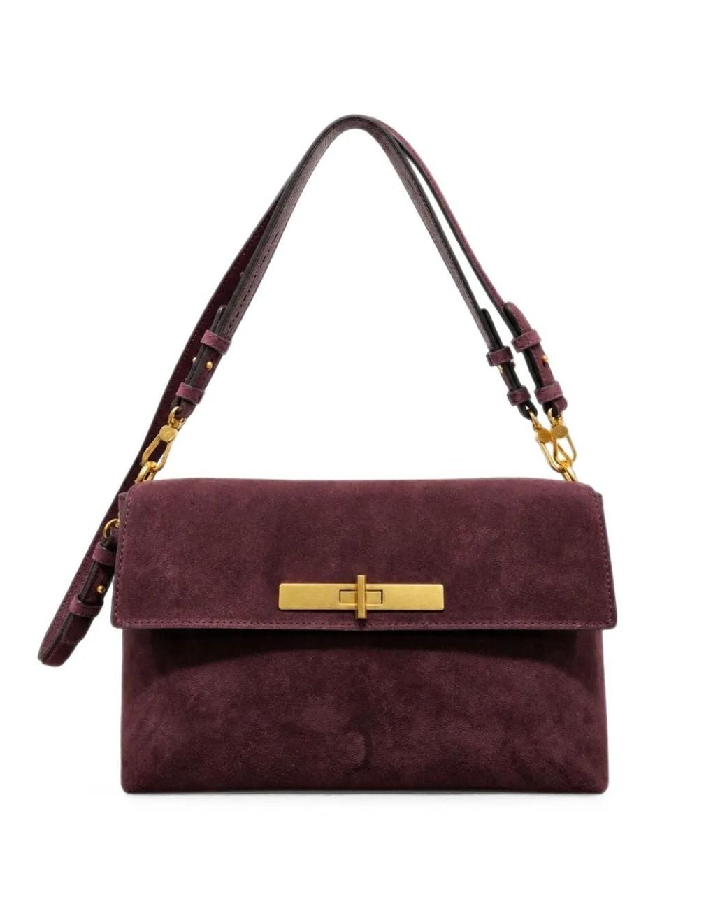 Poche Paris Purple Torba Suede Twist-Lock Shoulder Bag