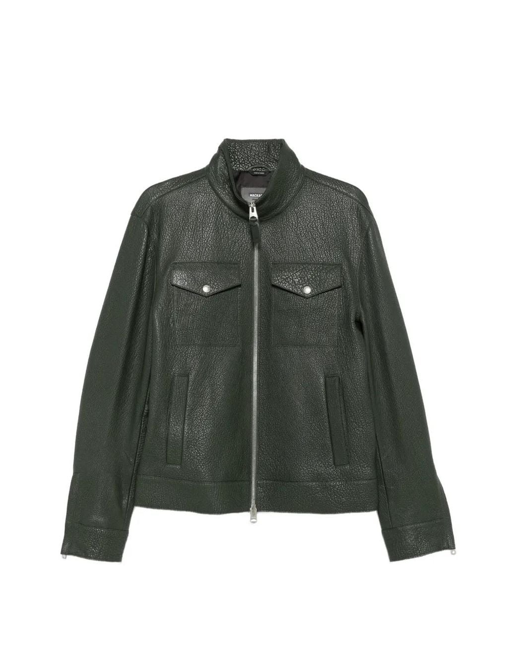 Mackage Green Grainy Leather Jacket for men