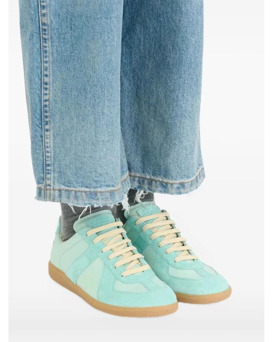 Golden Goose Deluxe Brand Blue Suede-Panelled Leather Sneakers for men