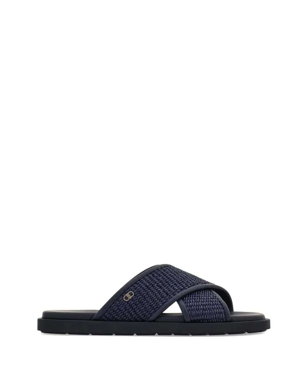 Ferragamo Blue Gancini Ornament Sandals for men