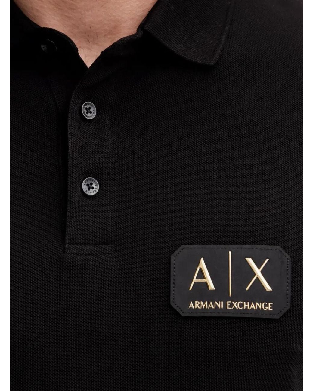 ARMANI EXCHANGE Black Logo-Detail Polo Shirt for men