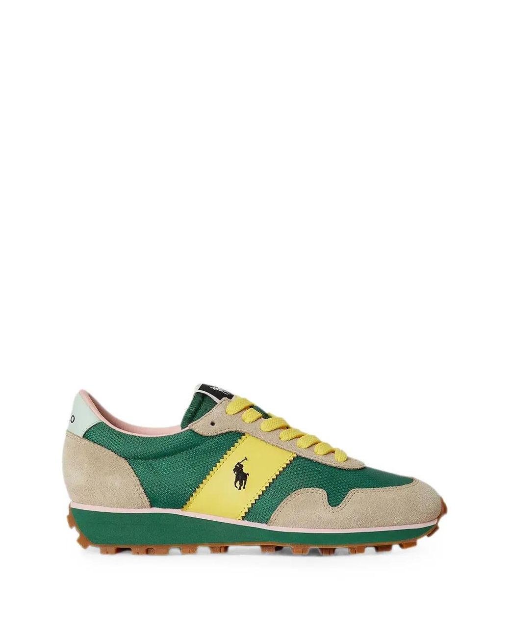 Polo Ralph Lauren Green Prl Trail125 Logo-Patch Panelled Sneakers