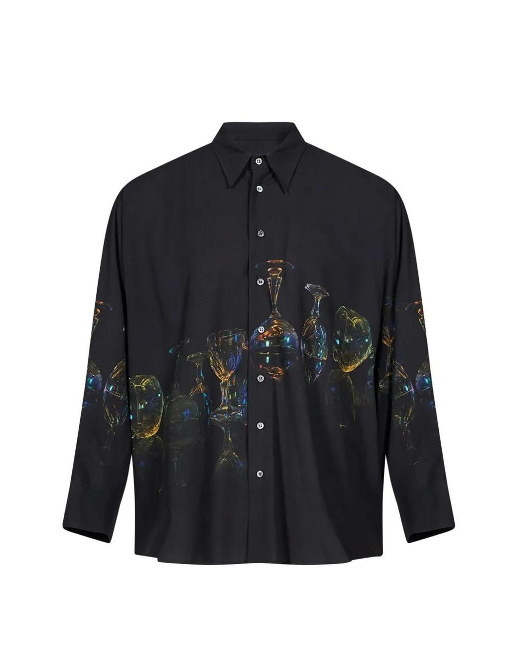 Magliano Blue Glass-Print Long-Sleeve Shirt for men