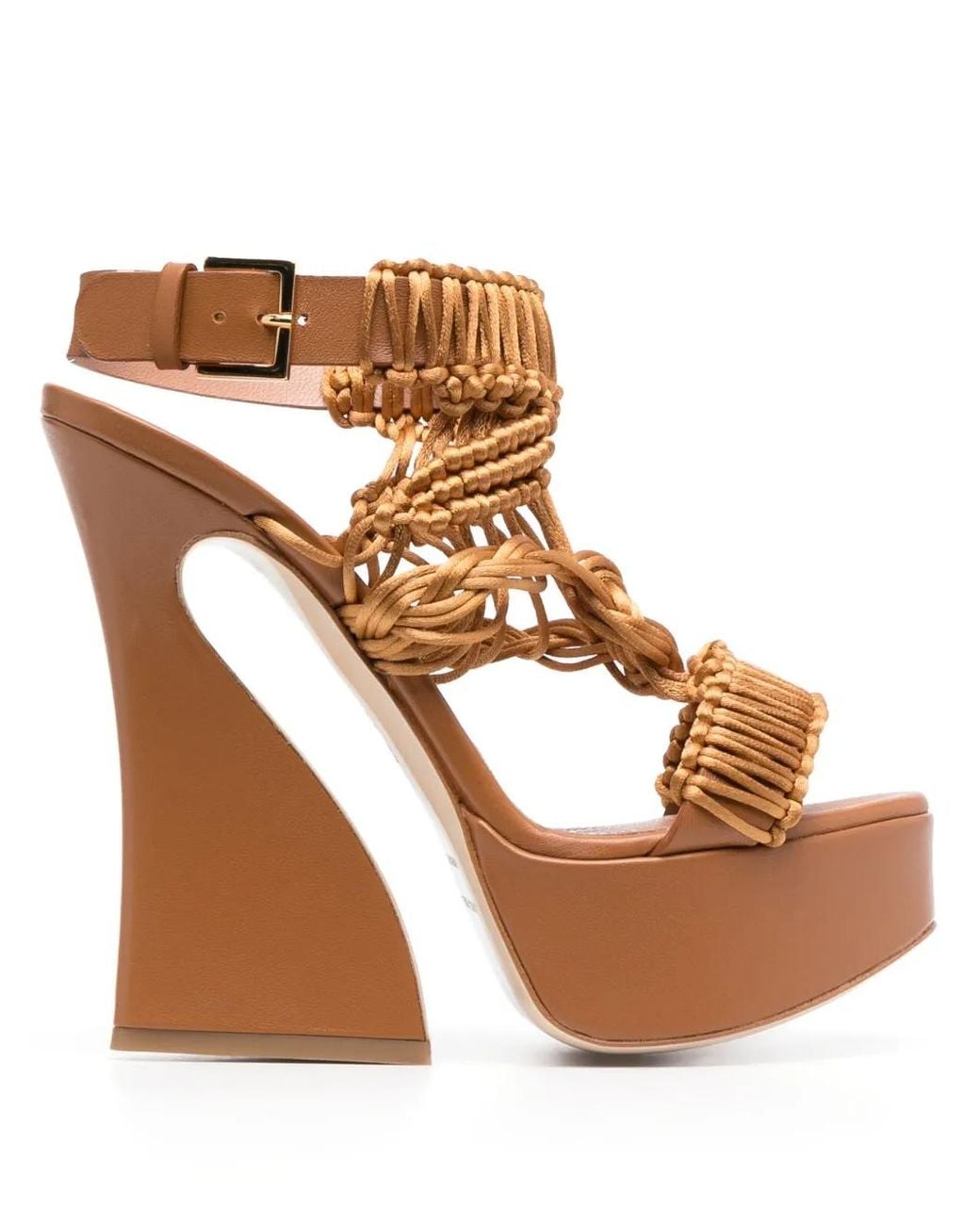 Alberta Ferretti Brown 135Mm Leather Platform Sandals