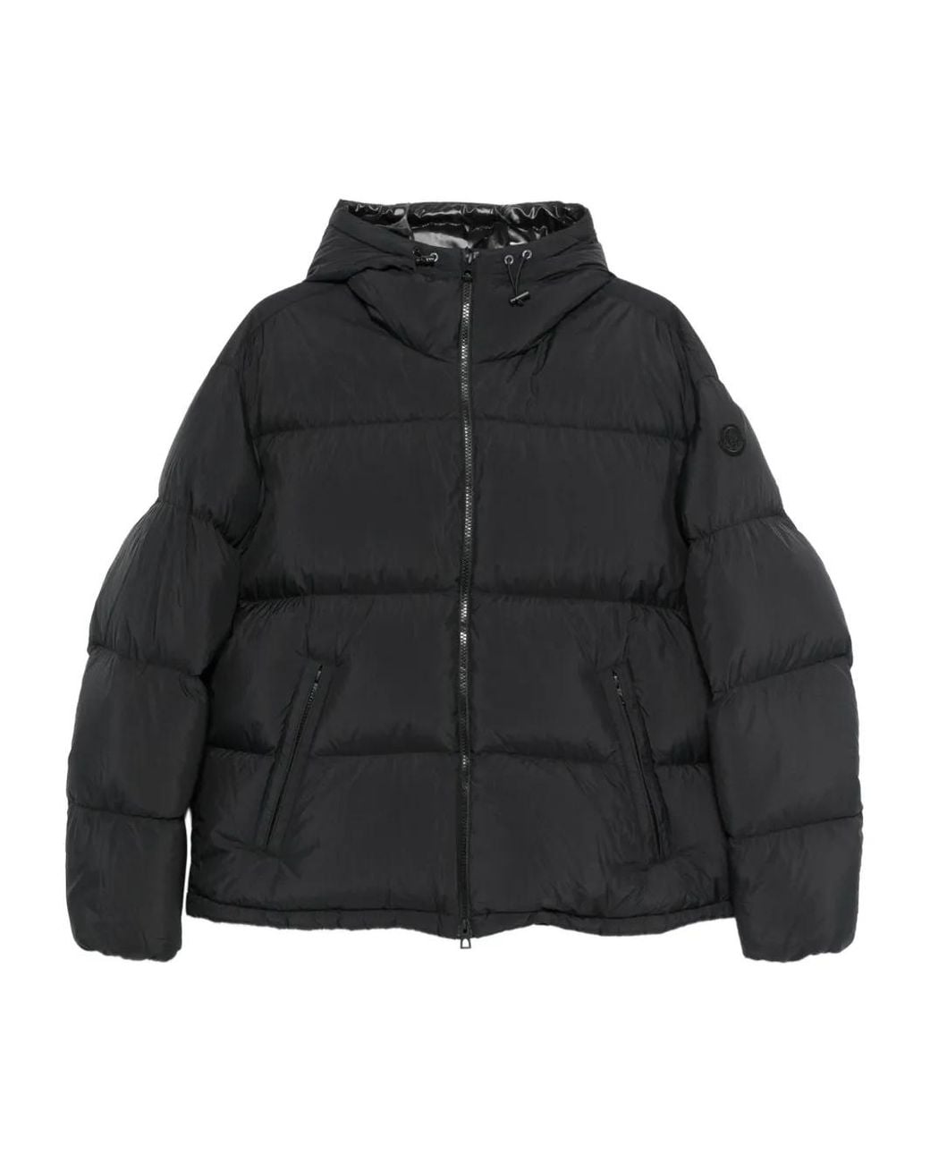 Moncler Black Meriera Hooded Zip-Up Puffer Jacket for men