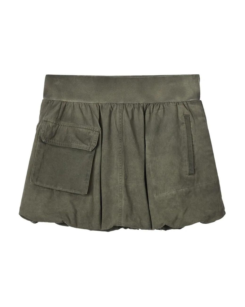 Mini Cream Elastische Mini-Rok Met Ballon in het Green