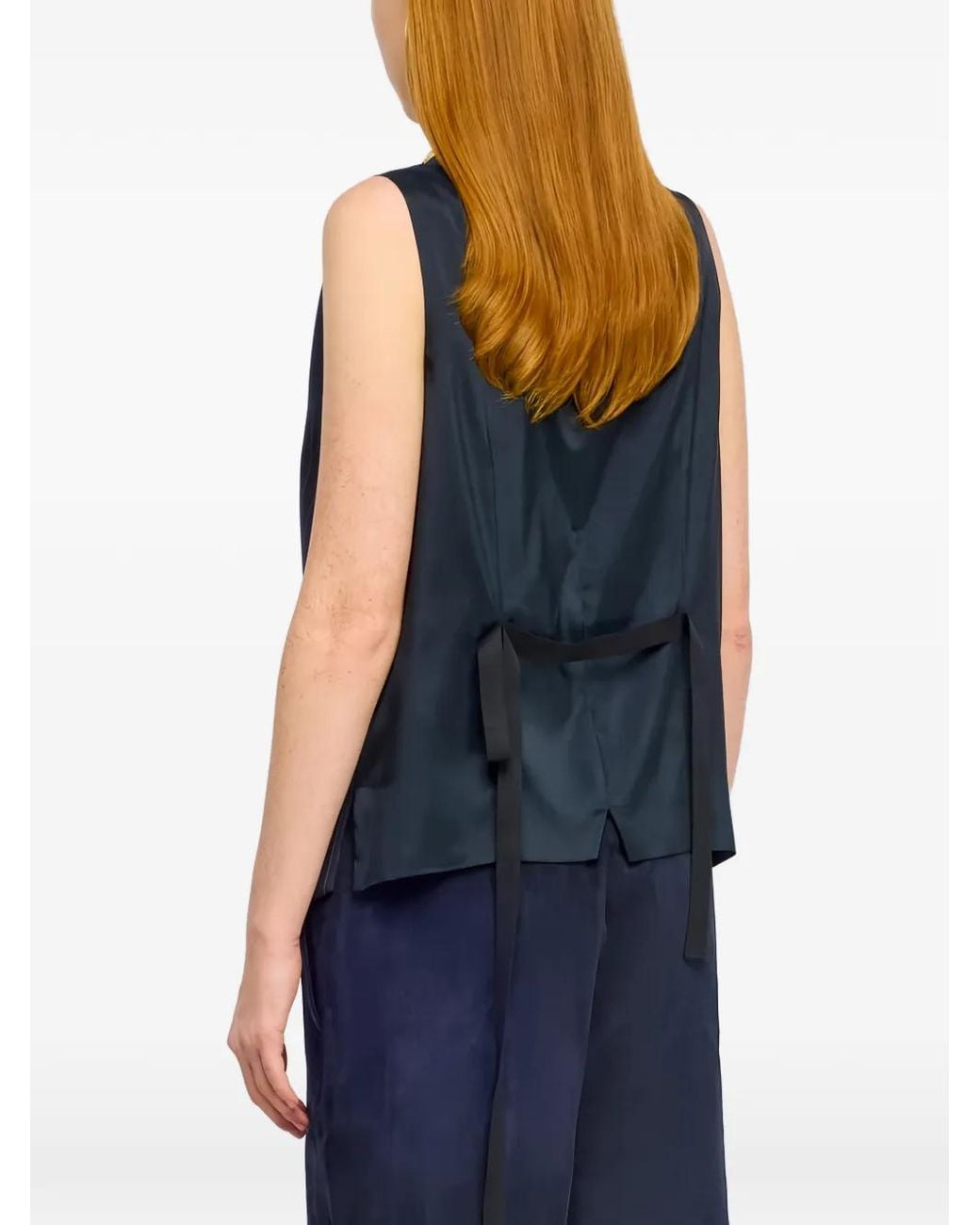 Semicouture Blue Britney Pinstripe-Pattern Waistcoat