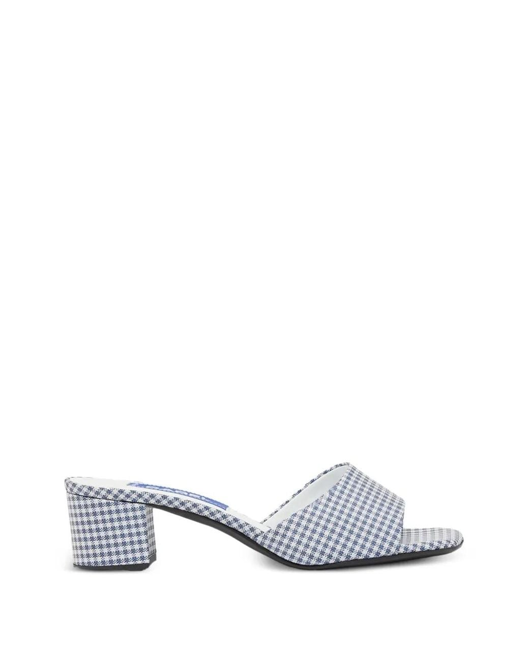 CAREL PARIS White Gina Gingham-Print Mules