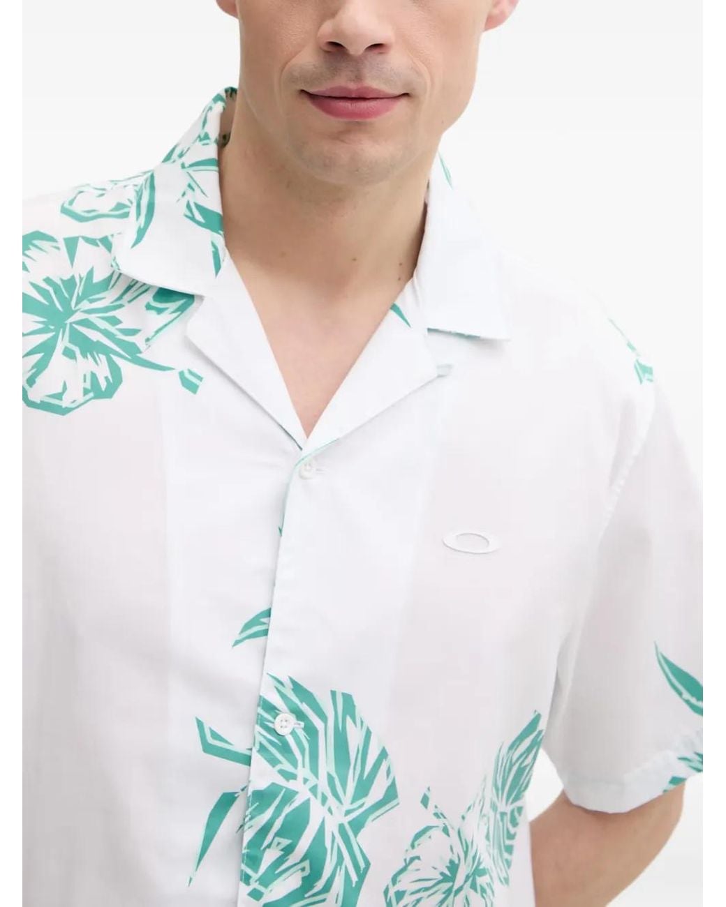 Oakley White Hibiscus Breeze Floral-Print Short-Sleeve Shirt for men