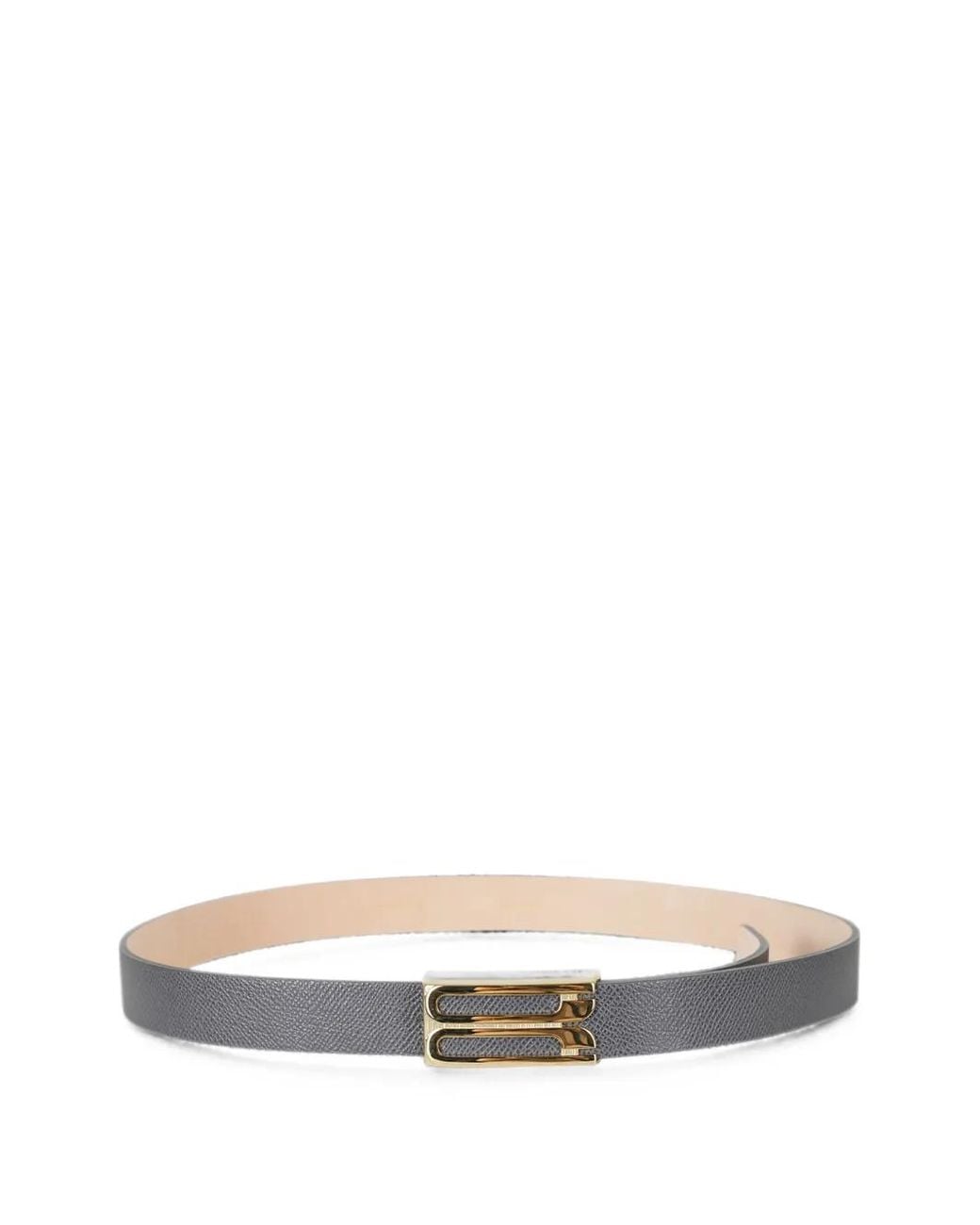 Victoria Beckham White Logo-Buckle Grained Leather Belt