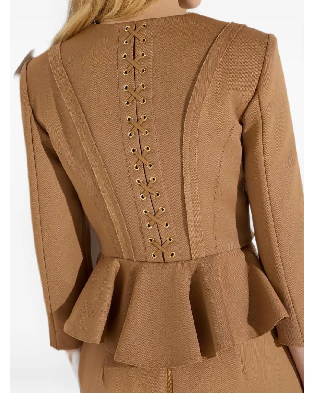 Elisabetta Franchi Natural Veste En Gabardine À Mors