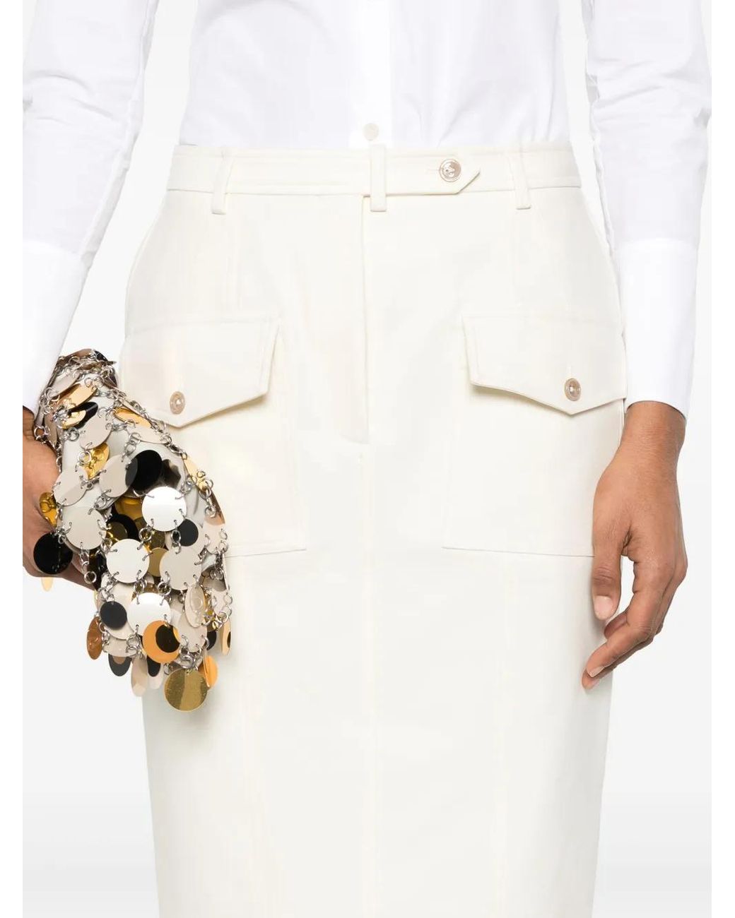 Tom Ford Natural Tailored Skirt With Concealed Fastening And Rear Slit