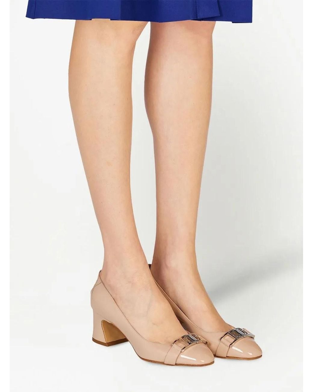 Ferragamo Natural Vara Chain Pumps