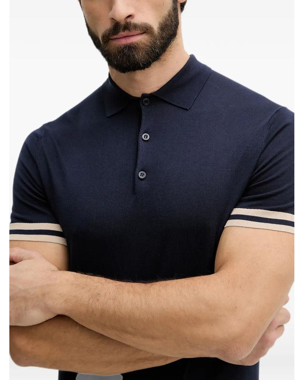 Guess Blue Striped Polo Sweater for men