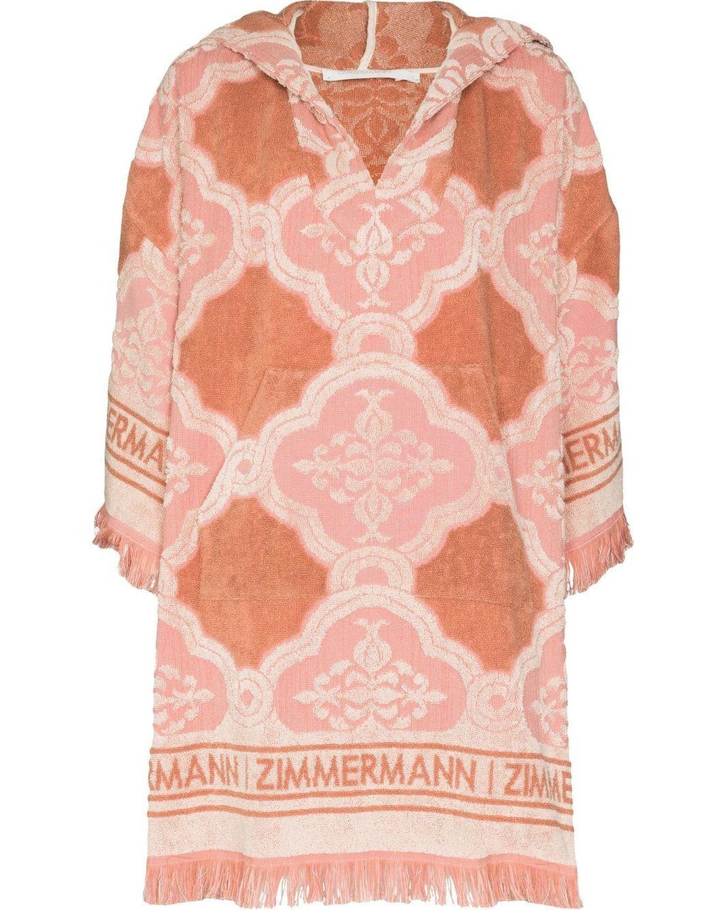 Zimmermann Lola Terry Towel Fringedetail Hooded Dress in Pink Lyst