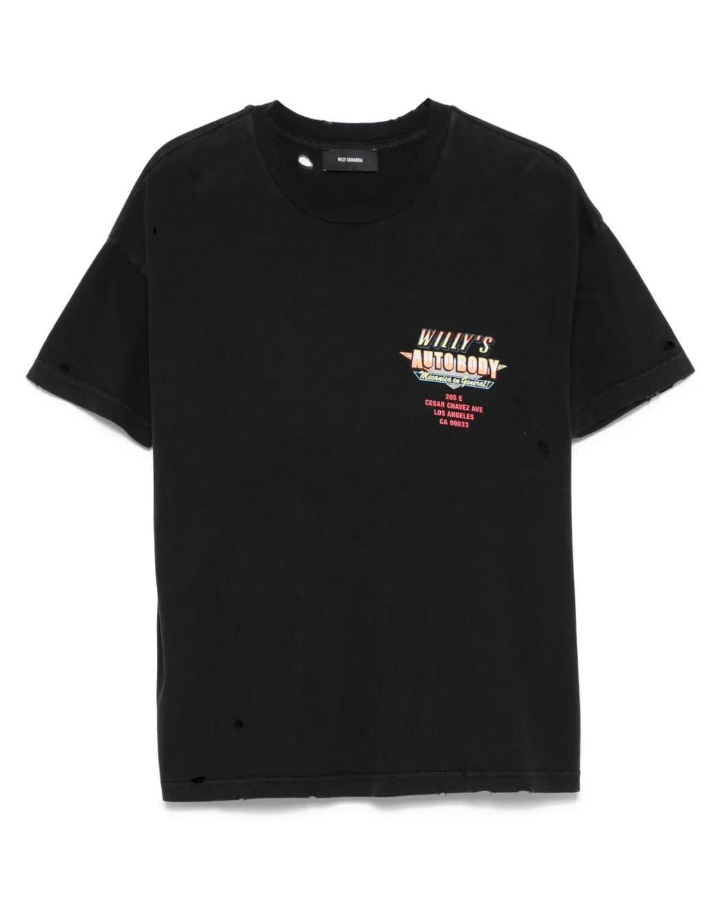 Willy Chavarria Black Logo-Patch T-Shirt for men