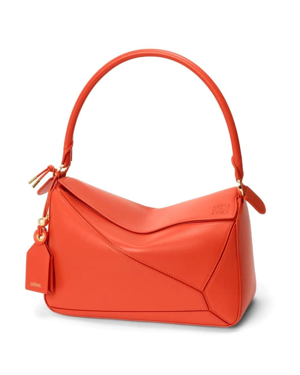 Loewe Red Puzzle Featherlight Medium Leather Handbag