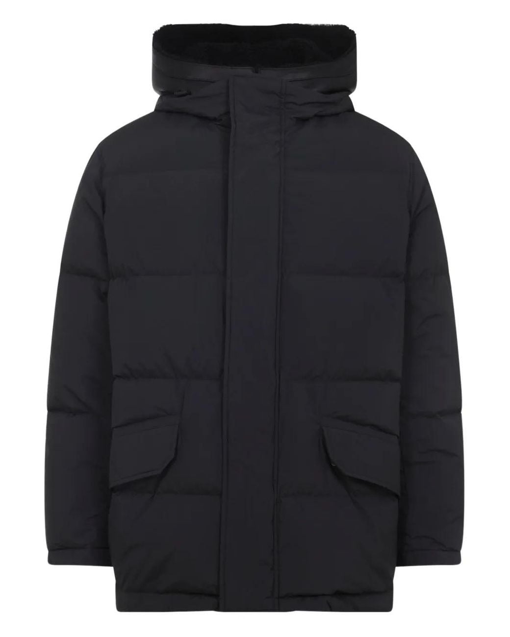 Yves Salomon Blue Hooded Padded Coat for men
