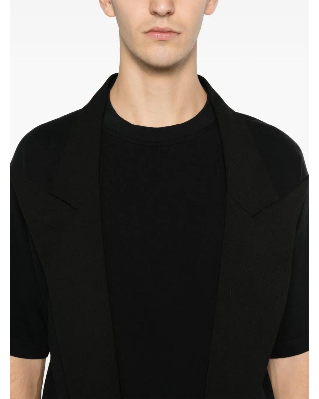MEDEA Black Lapels Cotton T-Shirt
