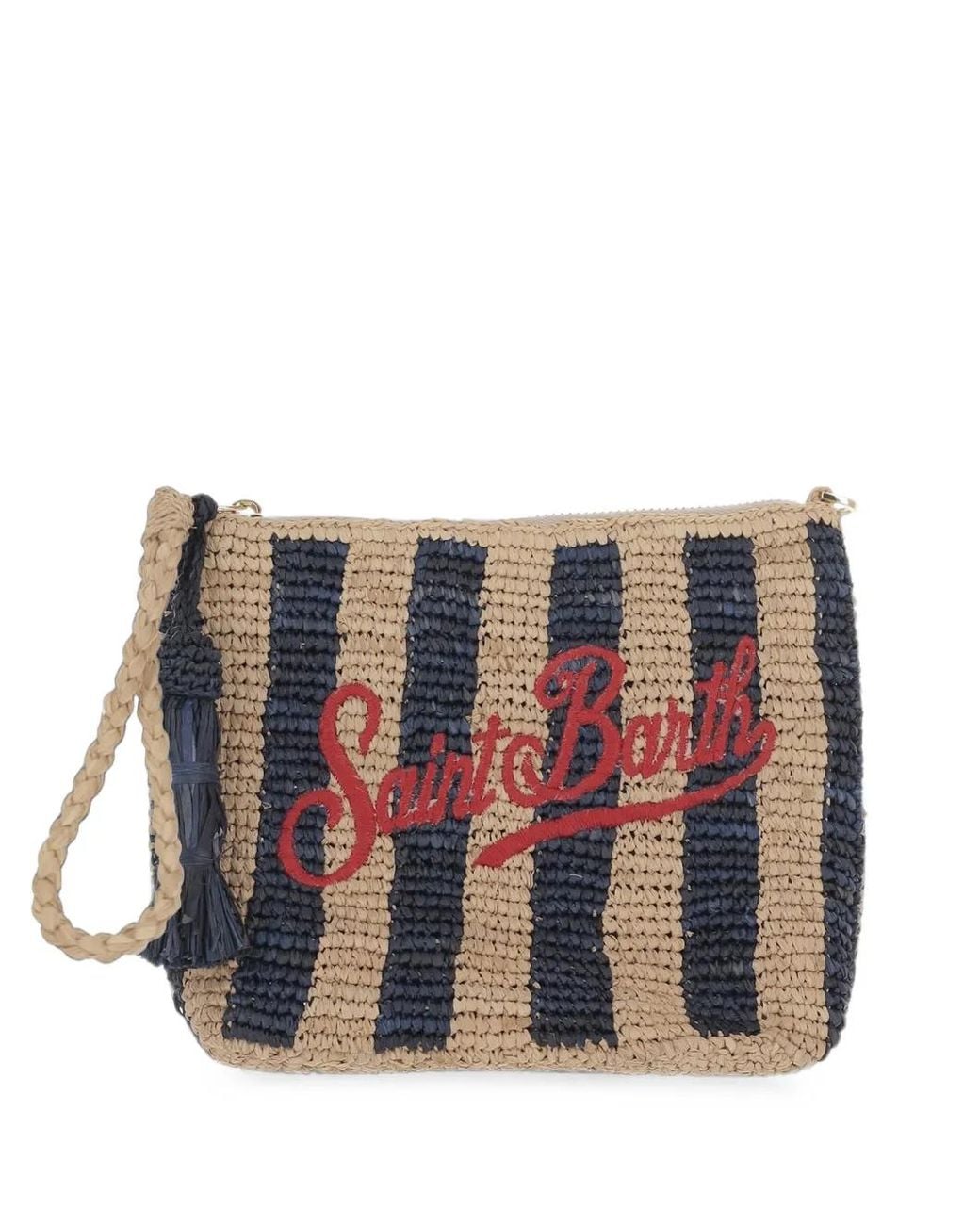 Mc2 Saint Barth Striped Logo-Embroidered Clutch Bag