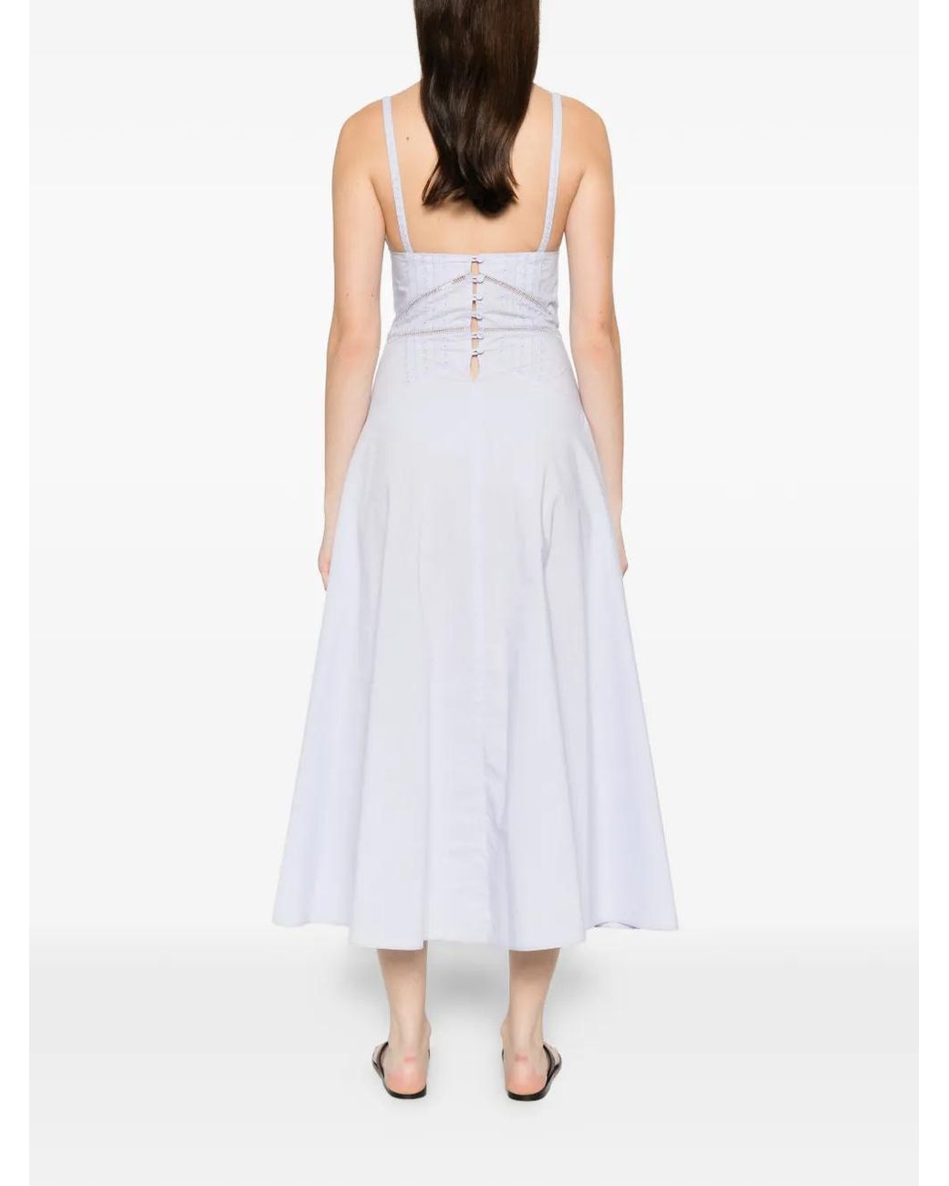 Forte_forte White V-Neck Line Dress