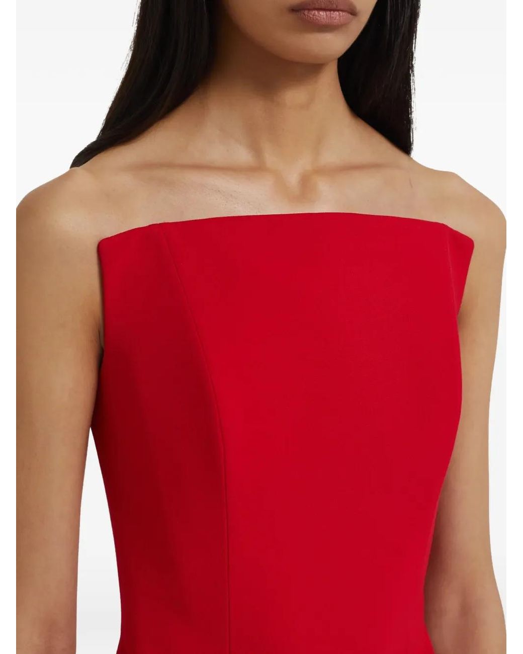 Safiyaa Red Tegan Asymmetric Midi Dress