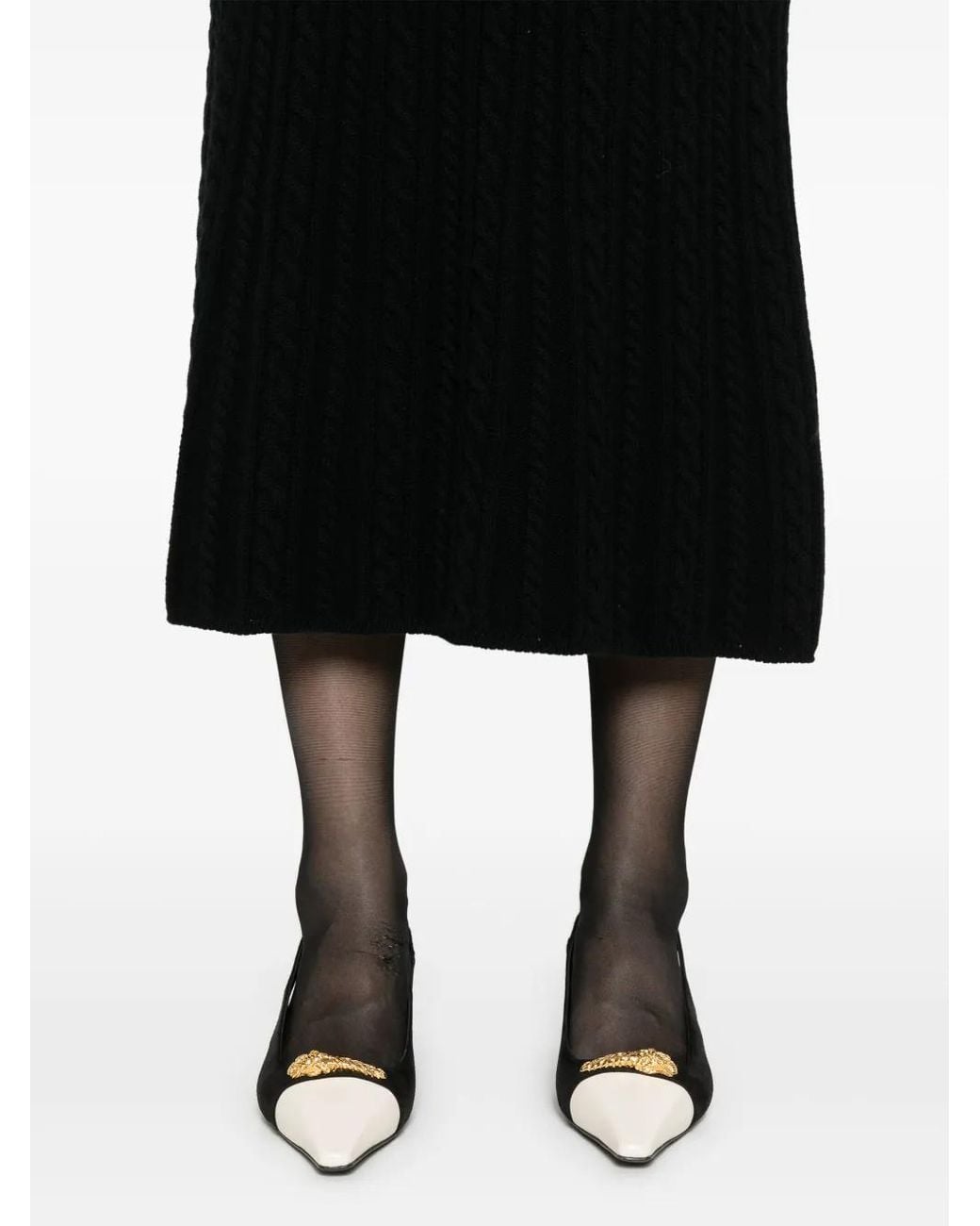 Alessandra Rich Black Cable-Knit Maxi Skirt