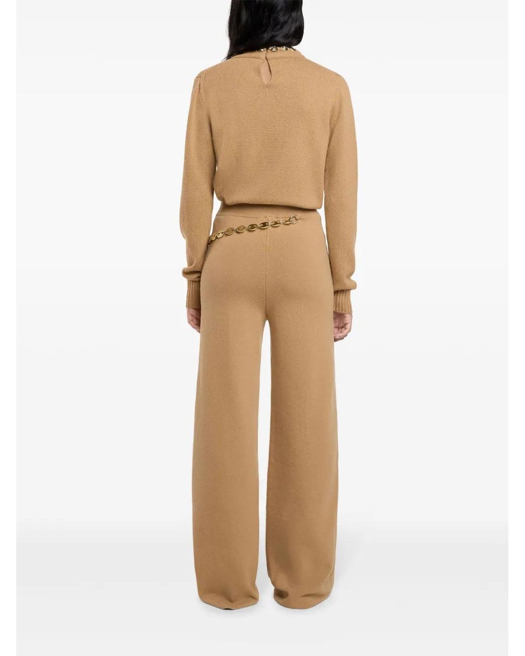 Rabanne Natural Belted Knit Trousers