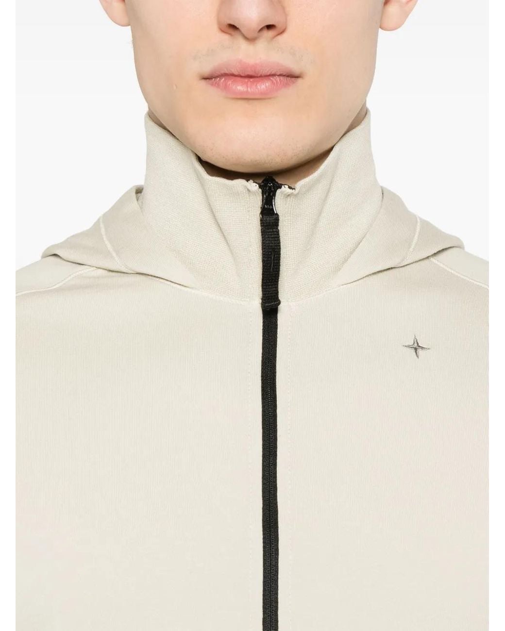 Stone Island White Compass-Motif Hoodie for men