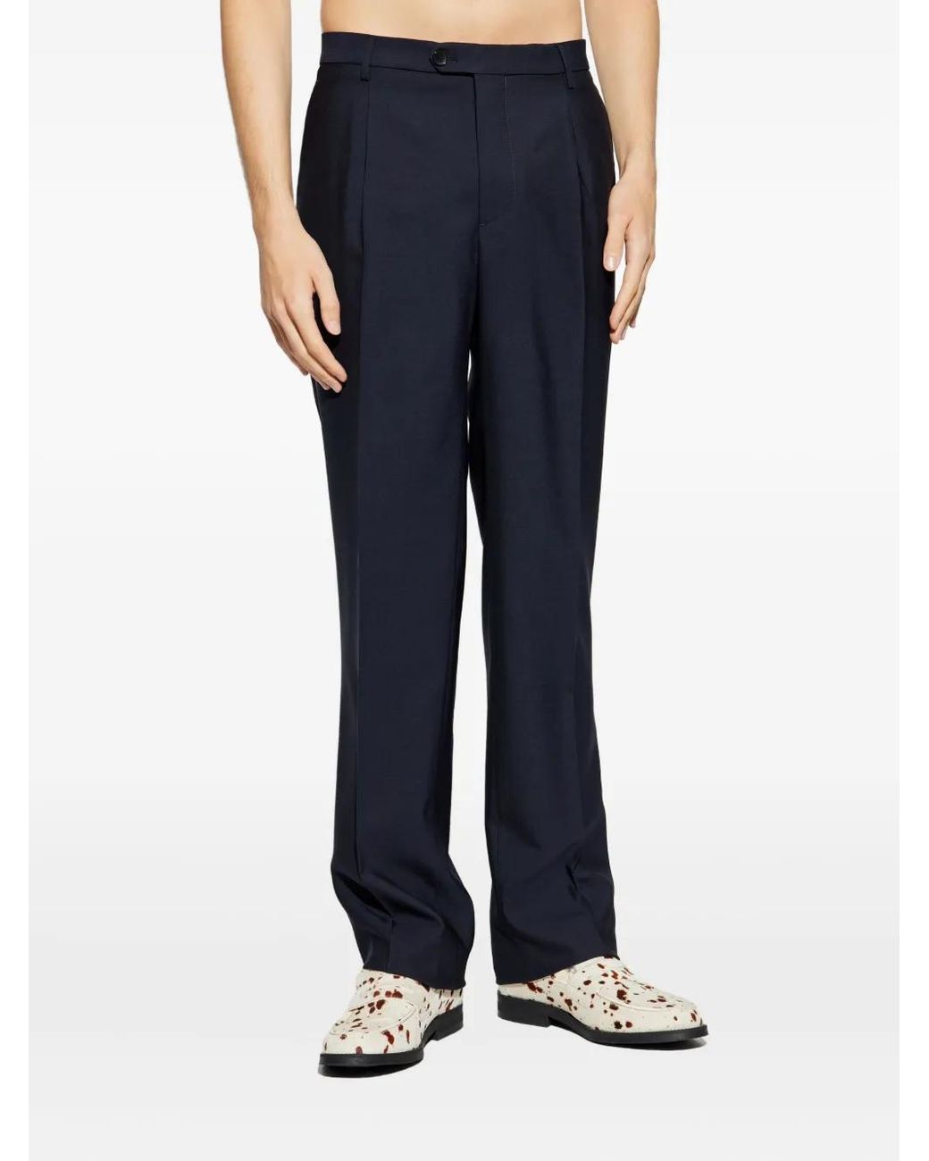 Etro Blue Darted Wool Trousers for men