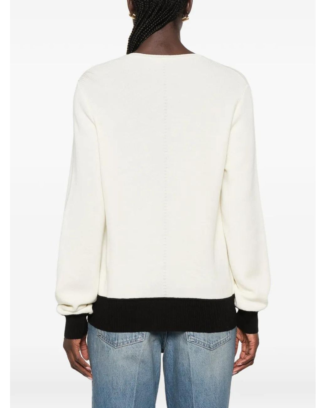 Valentino Garavani White Vlogo Signature V-Neck Sweater