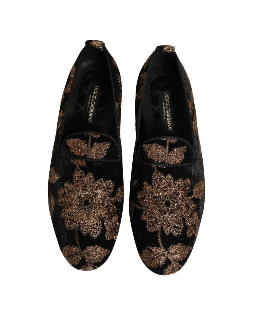 Dolce & Gabbana Black Floral-Jacquard Loafers for men
