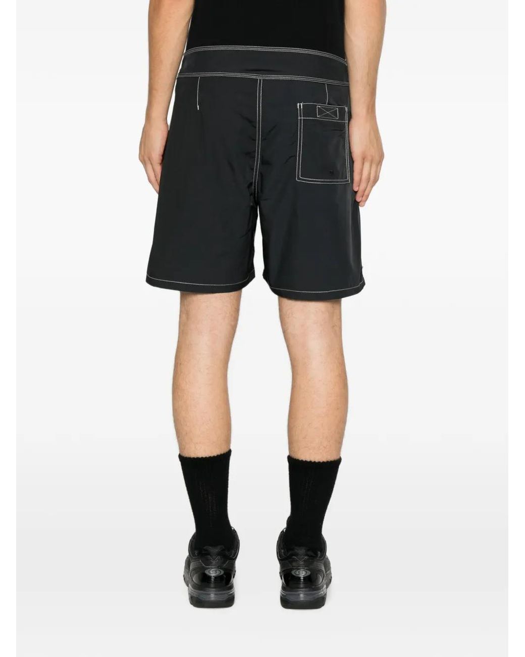Stussy Black Contrast-Stitch Logo-Patch Shorts