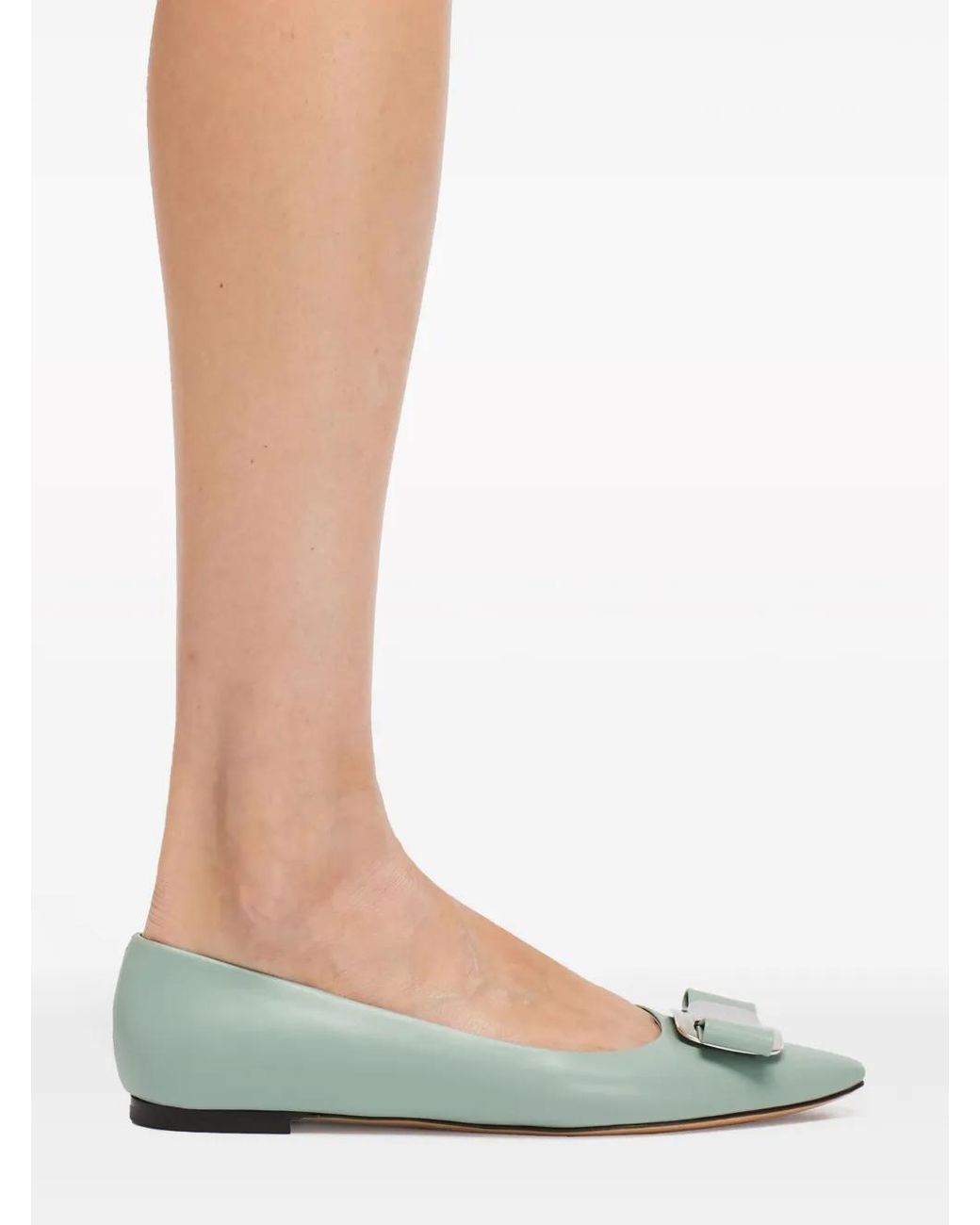 Ferragamo Green Ballerina Shoe