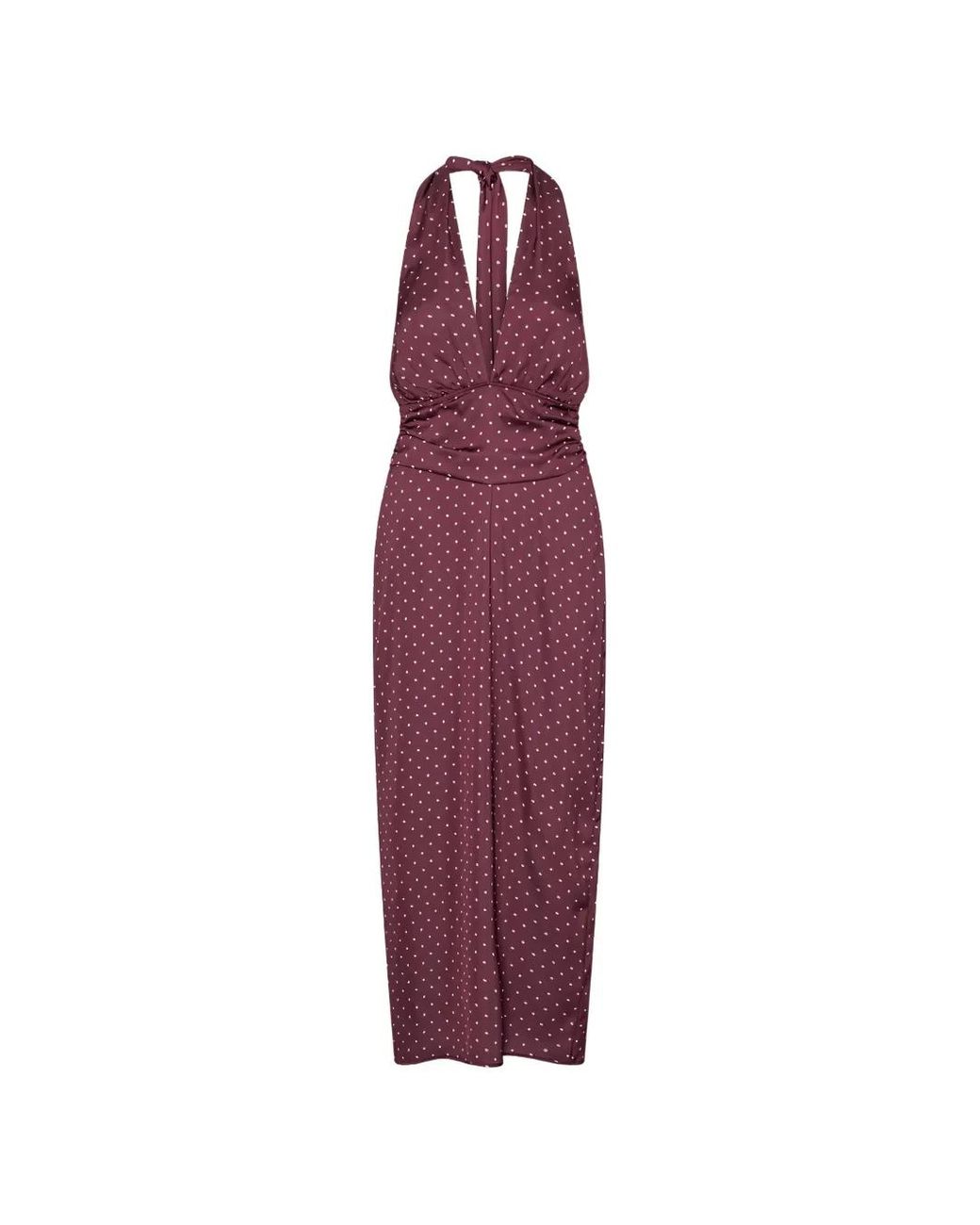 ROTATE BIRGER CHRISTENSEN Purple Dot Halterneck Scarf Dress Dark