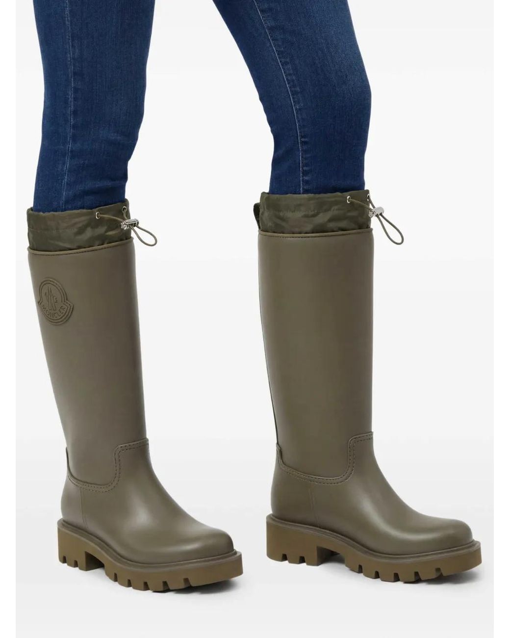 Moncler Green Pull-Tab Logo Rain Boots