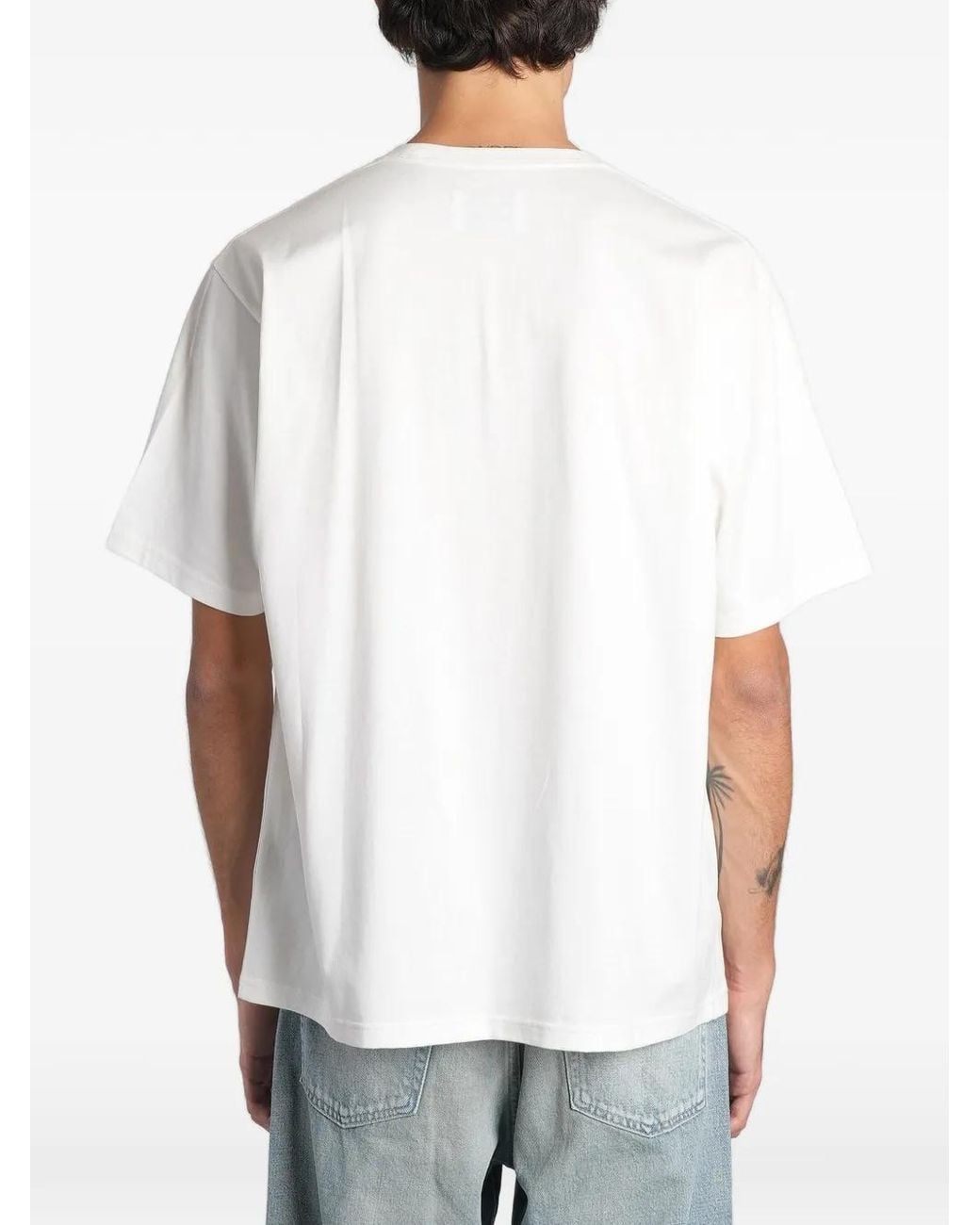 Ssstein White Crew-Neck T-Shirt for men