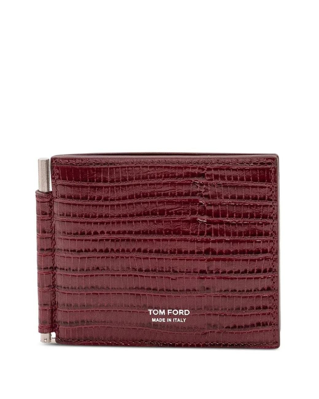 Tom Ford Red Lizard-Effect Money-Clip Cardholder for men