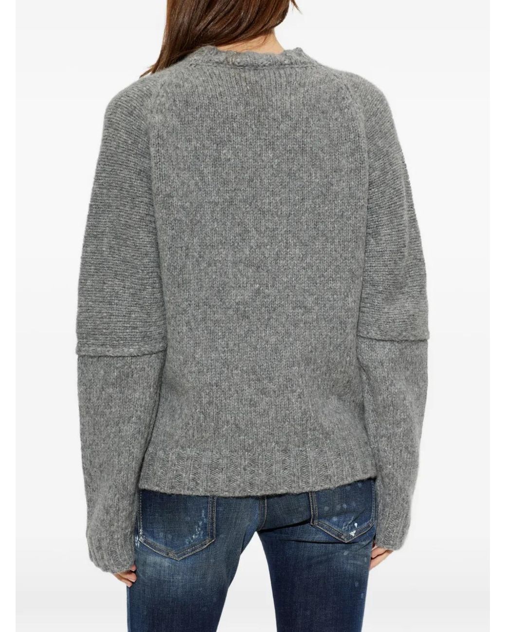 DSquared² Gray Gerippter Strickpullover Mit Logo-Patch
