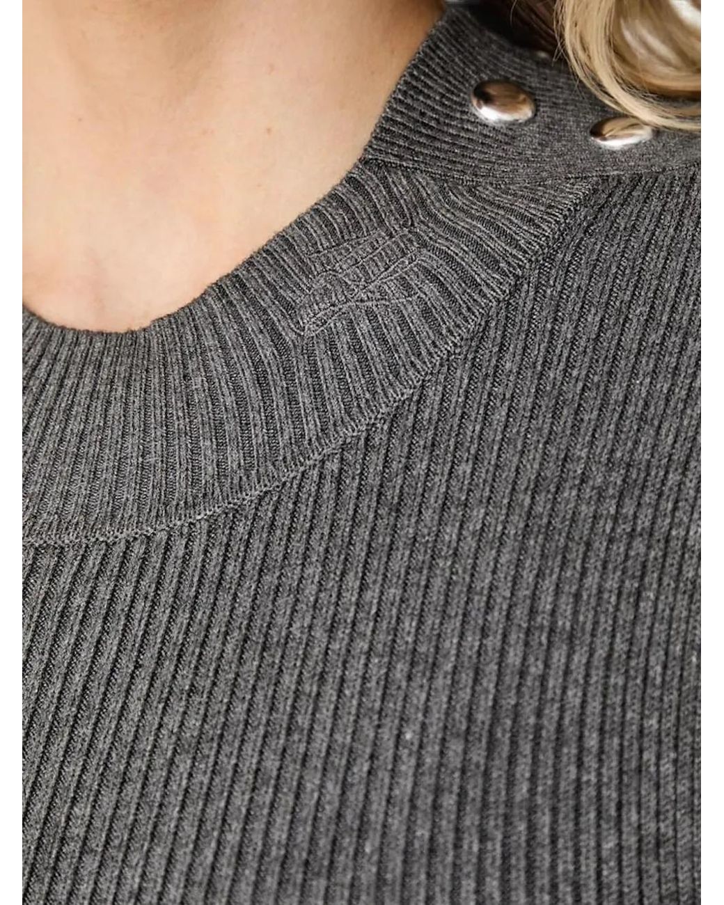 Karl Lagerfeld Black Ribbed-Knit Stud-Embellished Dress
