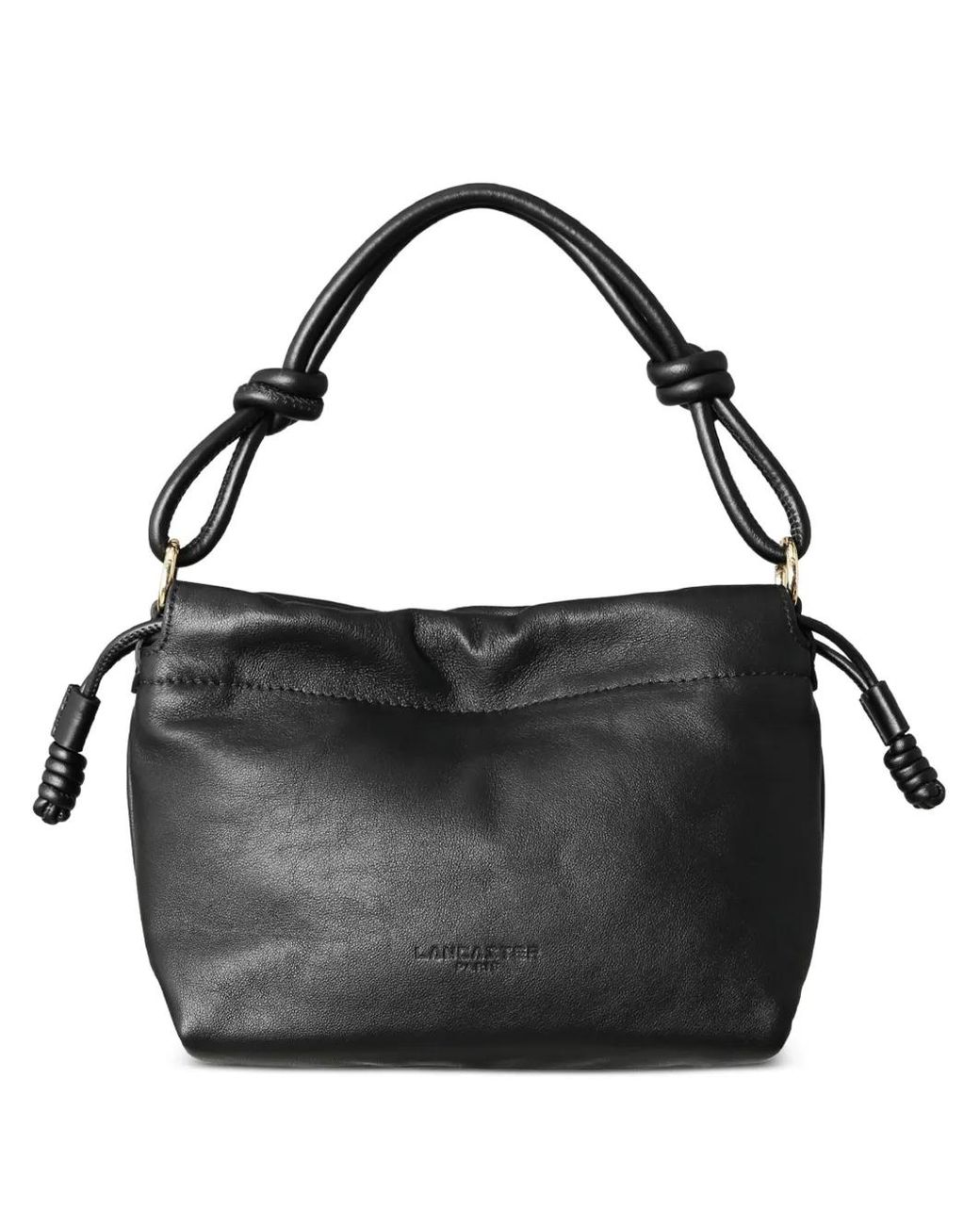 Lancaster Black Knotted-Handle Drawstring Shoulder Bag