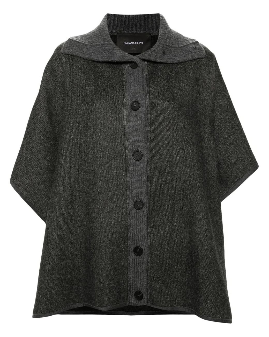 Fabiana Filippi Black Filo Diamante Diagonal Double Cape