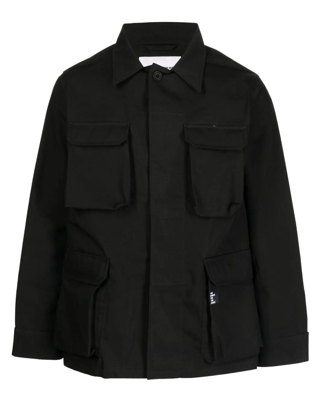 The Power for the People Black Cargo Bomber Jacket for men