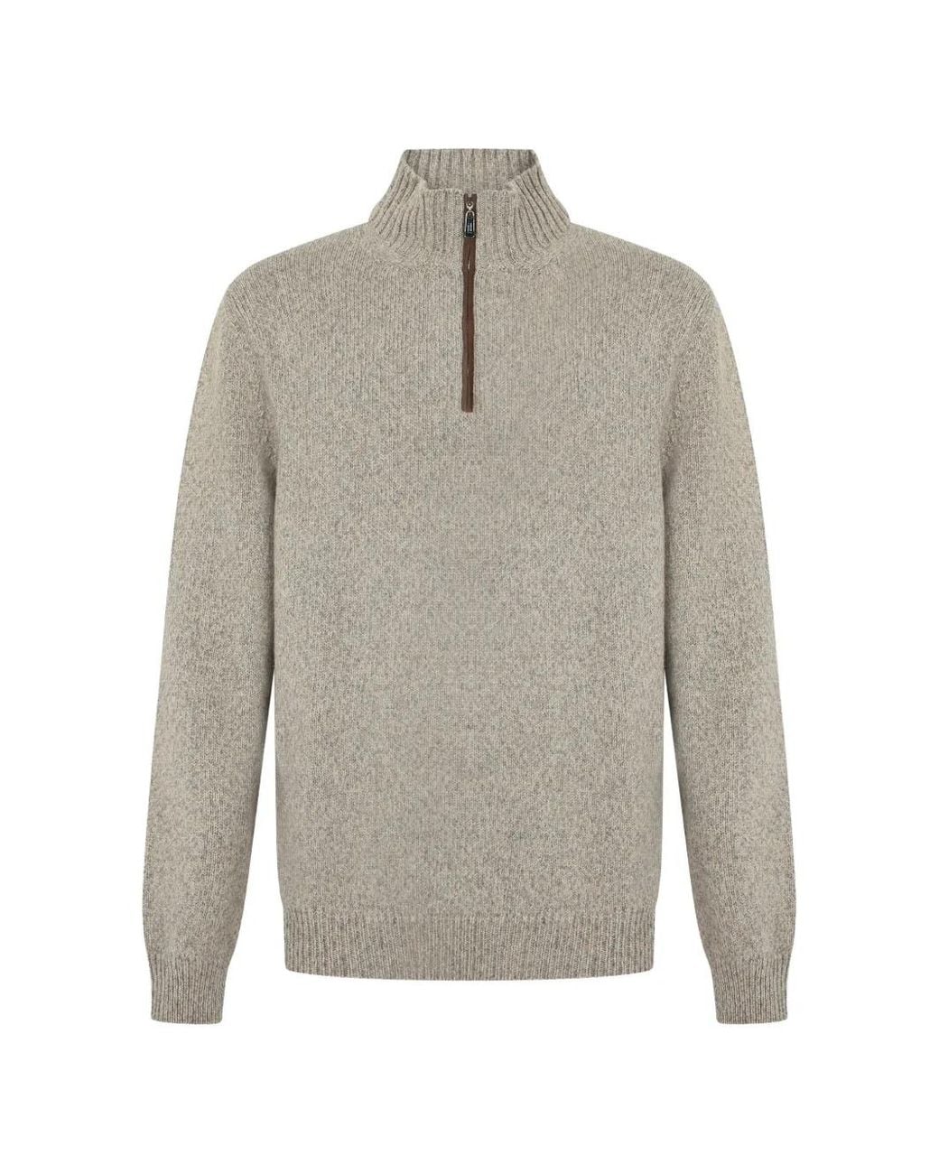 Fedeli Gray Quarter-Zip Cashmere Sweater for men